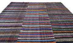 Girit Beige Striped Wool Handmade Area Rug 9'11" x 11'5"