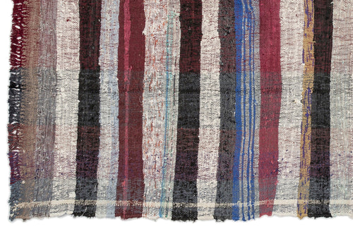 Girit Beige Striped Wool Handmade Area Rug 5'5" x 10'2"