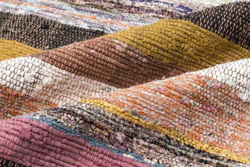 Girit Beige Striped Wool Handmade Area Rug 8'9" x 10'7"