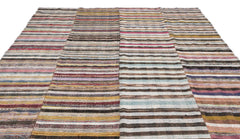 Girit Beige Striped Wool Handmade Area Rug 8'9" x 10'7"