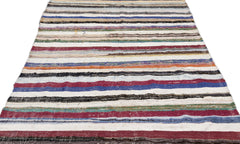 Girit 0956 Beige Striped Wool Handmade Area Rug 4'10" x 8'2"