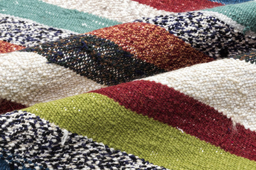 Girit Beige Striped Wool Handmade Area Rug 3'1" x 12'9"