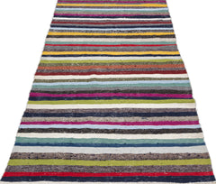 Girit Beige Striped Wool Handmade Area Rug 3'1" x 12'9"