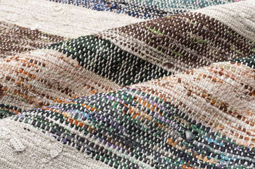 Girit Beige Striped Wool Handmade Area Rug 3'3" x 9'11"