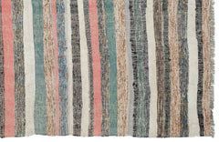 Girit Beige Striped Wool Handmade Area Rug 3'3" x 9'11"