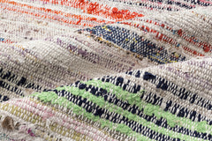 Girit Beige Striped Wool Handmade Area Rug 5'10" x 9'5"