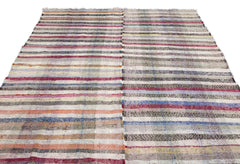 Girit Beige Striped Wool Handmade Area Rug 6'9" x 9'0"