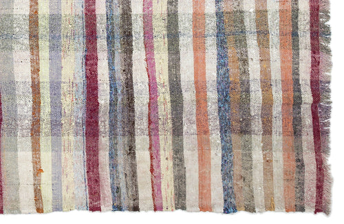 Girit Beige Striped Wool Handmade Area Rug 6'9" x 9'0"