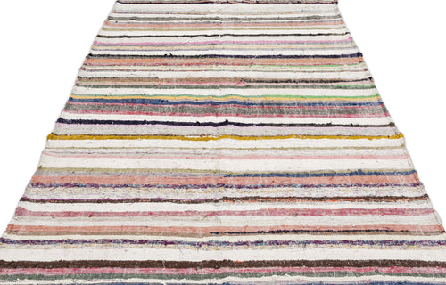 Girit 0963 Beige Striped Wool Handmade Area Rug 5'1" x 9'6"