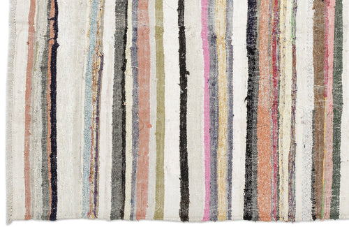 Girit 0963 Beige Striped Wool Handmade Area Rug 5'1" x 9'6"