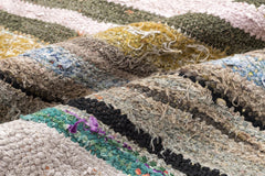 Girit Beige Striped Wool Handmade Area Rug 4'9" x 10'8"