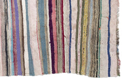 Girit Beige Striped Wool Handmade Area Rug 4'9" x 10'8"