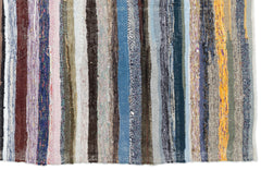 Girit Beige Striped Wool Handmade Area Rug 6'4" x 11'0"