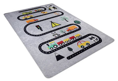 Kids Digital Print Rug – Toledo Style Grey Figured Pattern Carpet For Playroom