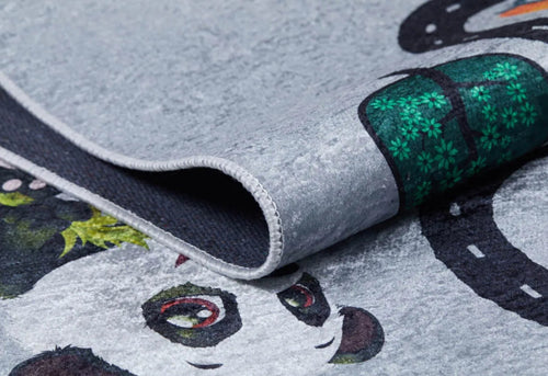 Kids Digital Print Rug – Toledo Style Grey Figured Pattern Carpet For Playroom