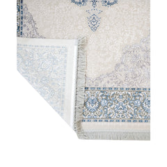 Classic Beige Area Rug – Machine Made Acrylic Rug With Fringed Edge & Non Slip