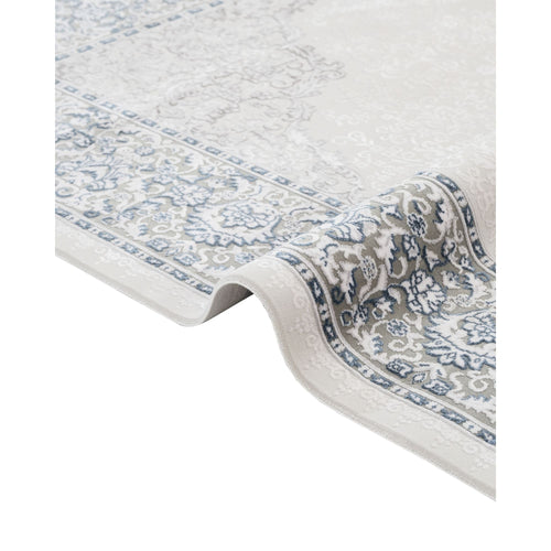 Classic Beige Area Rug – Machine Made Acrylic Rug With Fringed Edge & Non Slip