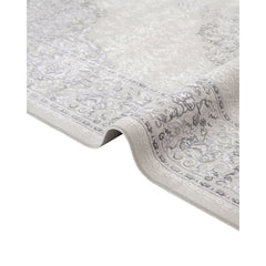 Beige Area Rug - Classic Machine Made Rug With Fringed Edges, Acrylic Carpet