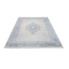 Blue Classic Area Rug – Machine Made Acrylic Carpet with Fringed Edges