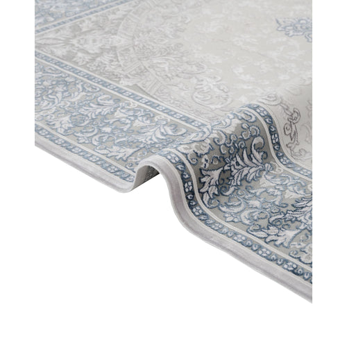 Blue Classic Area Rug – Machine Made Acrylic Carpet with Fringed Edges