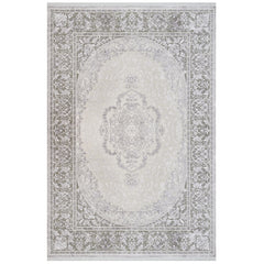 Grey Area Rug – Machine Made Classic Acrylic Carpet with Fringed Edge