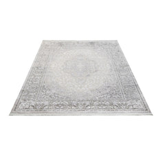 Grey Area Rug – Machine Made Classic Acrylic Carpet with Fringed Edge