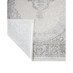 Grey Area Rug – Machine Made Classic Acrylic Carpet with Fringed Edge