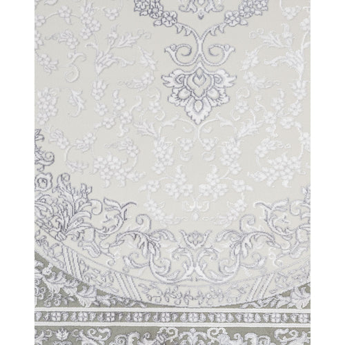 Grey Area Rug – Machine Made Classic Acrylic Carpet with Fringed Edge