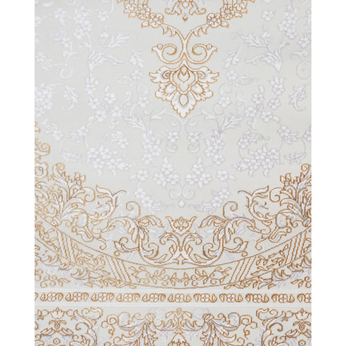 Gold Area Rug - Machine Made Classic Acrylic Carpet with Fringed Edges