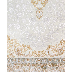 Machine Made Area Rug – Classic Gold Acrylic Fiber Rug with Fringed Edges