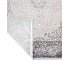 Grey Classic Area Rug – Machine Made Acrylic Carpet With Fringed Edges