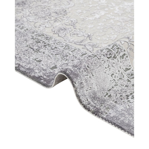Grey Classic Area Rug – Machine Made Acrylic Carpet With Fringed Edges
