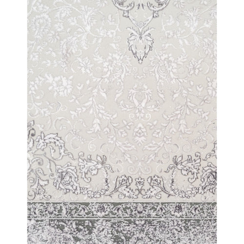 Grey Classic Area Rug – Machine Made Acrylic Carpet With Fringed Edges