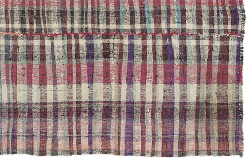 Girit Beige Striped Wool Handmade Area Rug 4'8" x 8'1"