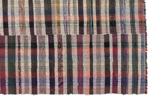 Girit Beige Striped Wool Handmade Area Rug 7'3" x 11'1"