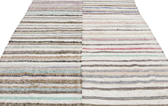 Girit 0981 Beige Striped Wool Handmade Area Rug 6'3" x 9'2"