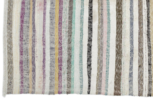 Girit 0981 Beige Striped Wool Handmade Area Rug 6'3" x 9'2"