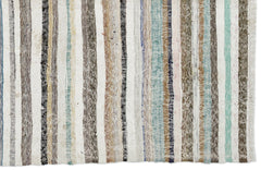 Girit 0981 Beige Striped Wool Handmade Area Rug 6'3" x 9'2"