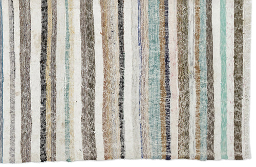 Girit 0981 Beige Striped Wool Handmade Area Rug 6'3" x 9'2"