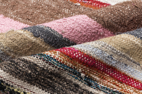 Girit Beige Striped Wool Handmade Area Rug 5'9" x 11'1"