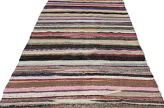 Girit Beige Striped Wool Handmade Area Rug 5'9" x 11'1"
