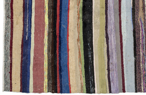 Girit Beige Striped Wool Handmade Area Rug 5'9" x 11'1"