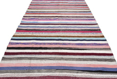 Girit Beige Striped Wool Handmade Area Rug 5'10" x 11'10"
