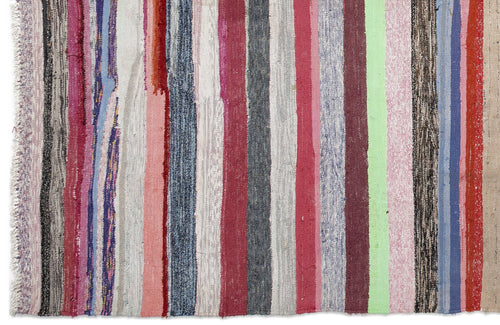 Girit Beige Striped Wool Handmade Area Rug 5'10" x 11'10"