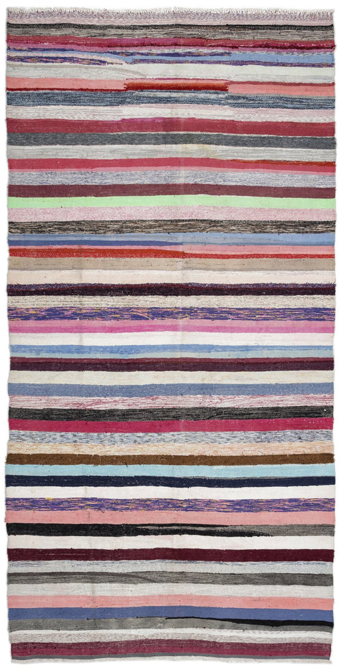 Girit Beige Striped Wool Handmade Area Rug 5'10" x 11'10"