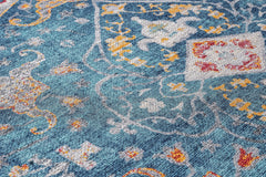 Classic Cotton Area Rug – Blue Chenille Digital Print Rug with Soft Texture