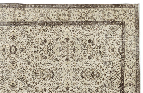 Atina Beige Vintage Wool Handmade Area Rug 5'9" x 9'9"