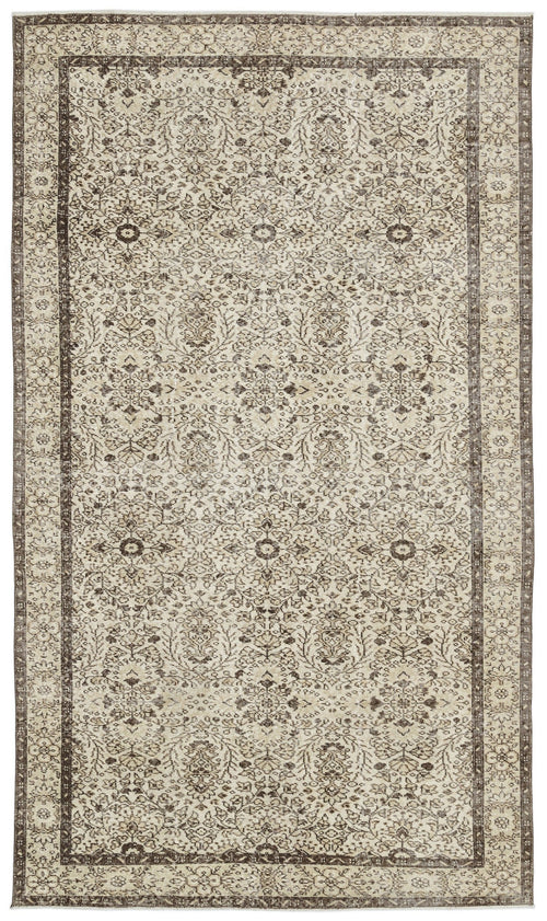 Atina Beige Vintage Wool Handmade Area Rug 5'9" x 9'9"