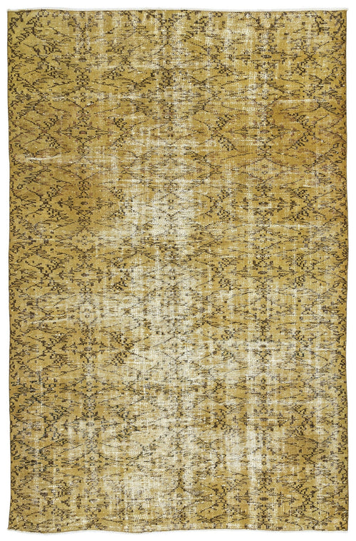 Atina Yellow Vintage Wool Handmade Area Rug 5'10" x 8'7"