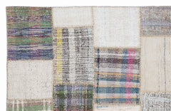 Teselya 1003 Beige Striped Wool Handmade Area Rug 5'3" x 7'7"